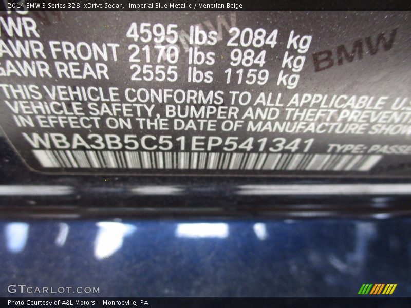 Imperial Blue Metallic / Venetian Beige 2014 BMW 3 Series 328i xDrive Sedan