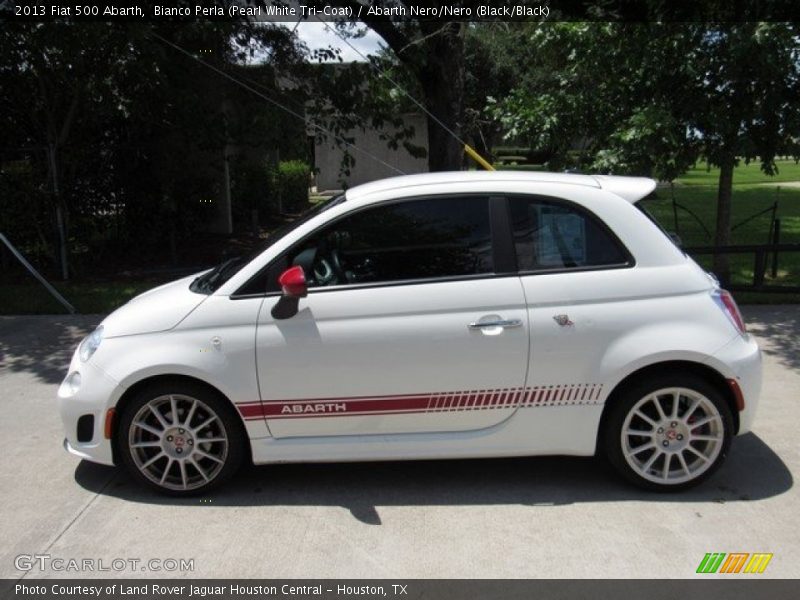 Bianco Perla (Pearl White Tri-Coat) / Abarth Nero/Nero (Black/Black) 2013 Fiat 500 Abarth