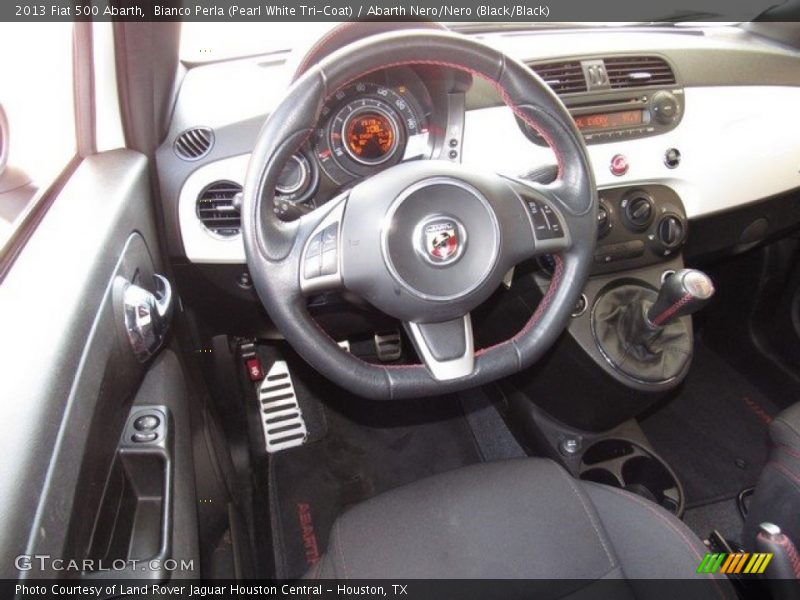 Bianco Perla (Pearl White Tri-Coat) / Abarth Nero/Nero (Black/Black) 2013 Fiat 500 Abarth