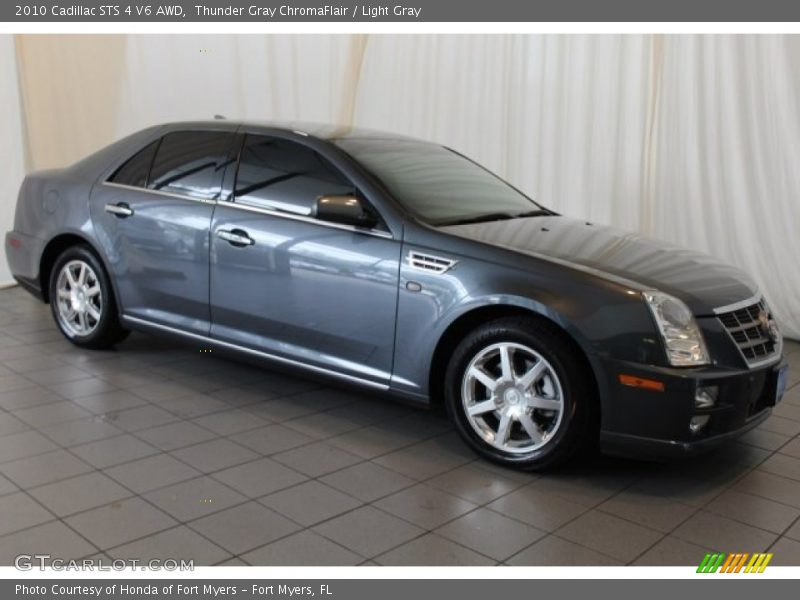 Thunder Gray ChromaFlair / Light Gray 2010 Cadillac STS 4 V6 AWD