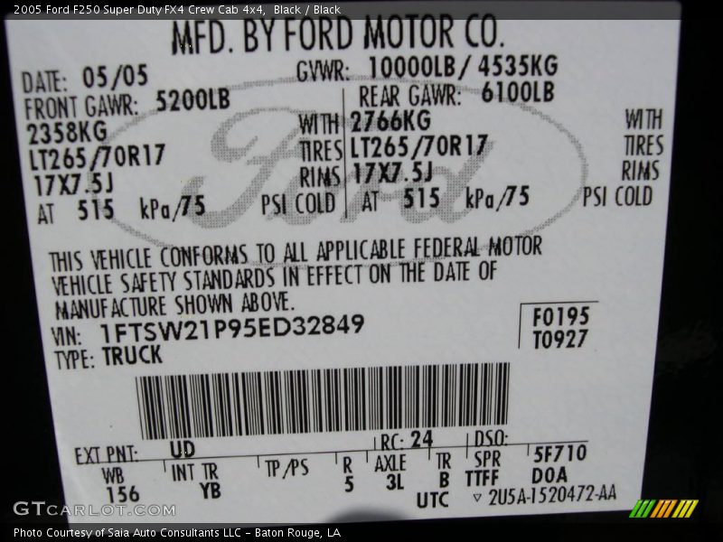 Black / Black 2005 Ford F250 Super Duty FX4 Crew Cab 4x4