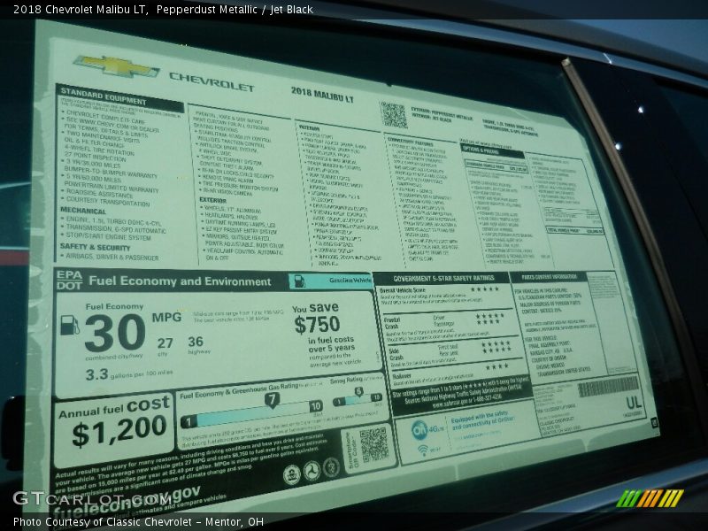 Pepperdust Metallic / Jet Black 2018 Chevrolet Malibu LT