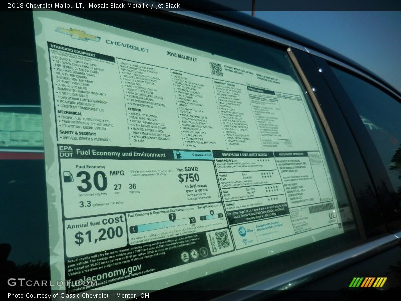 Mosaic Black Metallic / Jet Black 2018 Chevrolet Malibu LT