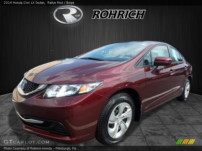 Rallye Red / Beige 2014 Honda Civic LX Sedan