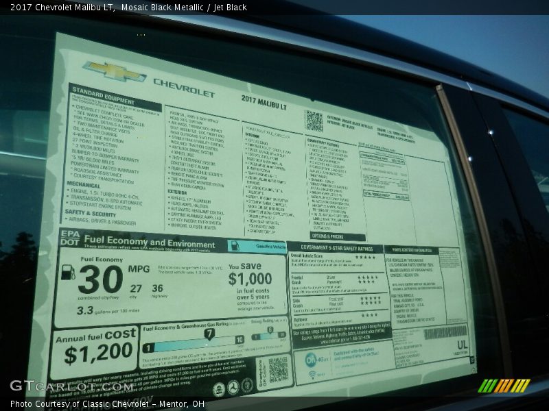Mosaic Black Metallic / Jet Black 2017 Chevrolet Malibu LT