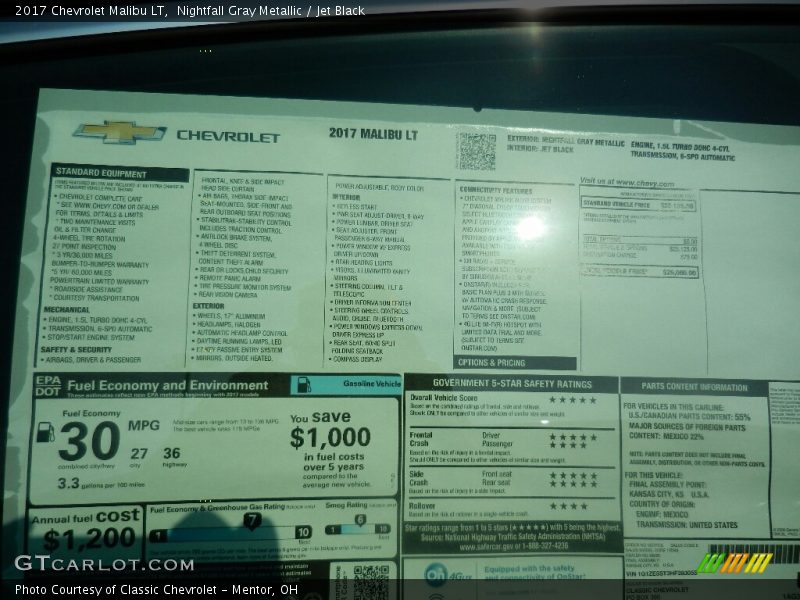 Nightfall Gray Metallic / Jet Black 2017 Chevrolet Malibu LT