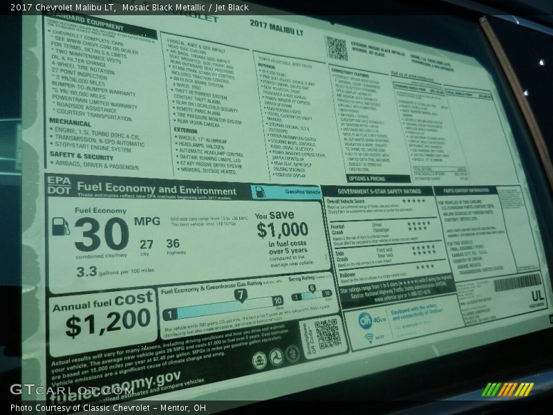 Mosaic Black Metallic / Jet Black 2017 Chevrolet Malibu LT