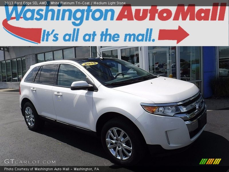 White Platinum Tri-Coat / Medium Light Stone 2013 Ford Edge SEL AWD