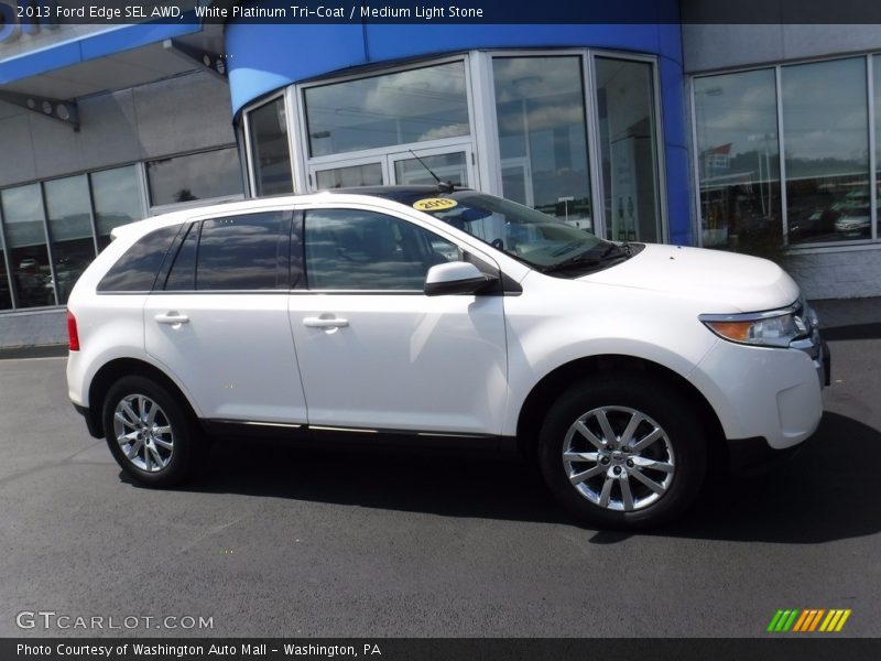 White Platinum Tri-Coat / Medium Light Stone 2013 Ford Edge SEL AWD