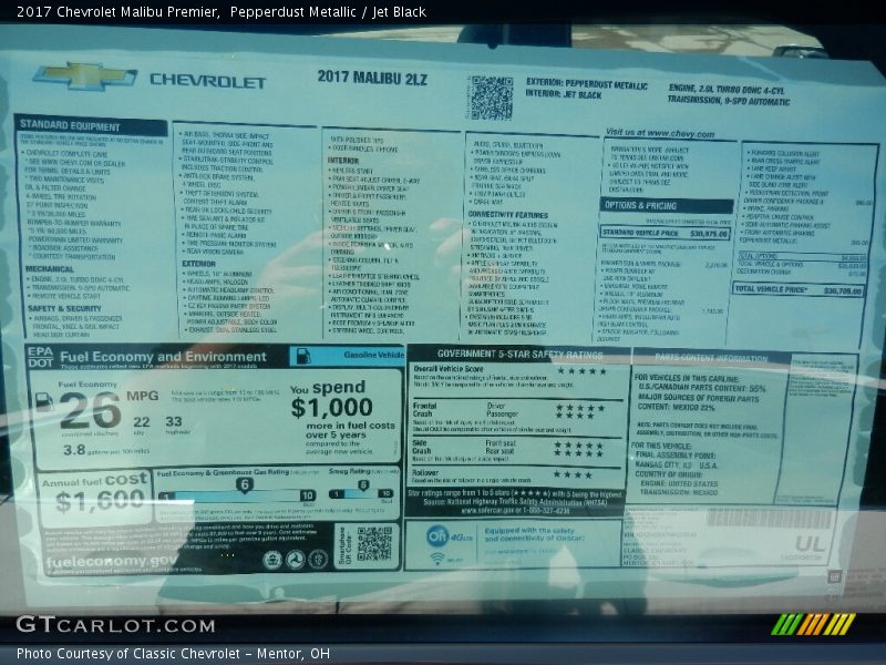 Pepperdust Metallic / Jet Black 2017 Chevrolet Malibu Premier