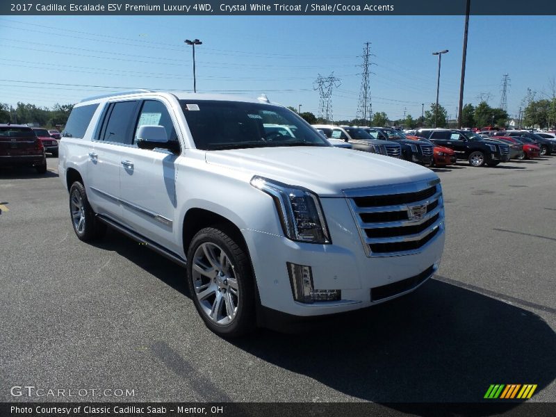 Crystal White Tricoat / Shale/Cocoa Accents 2017 Cadillac Escalade ESV Premium Luxury 4WD