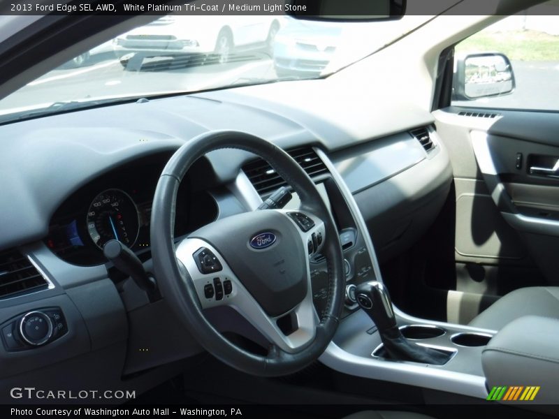 White Platinum Tri-Coat / Medium Light Stone 2013 Ford Edge SEL AWD