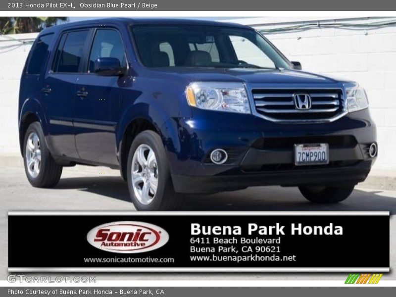 Obsidian Blue Pearl / Beige 2013 Honda Pilot EX-L