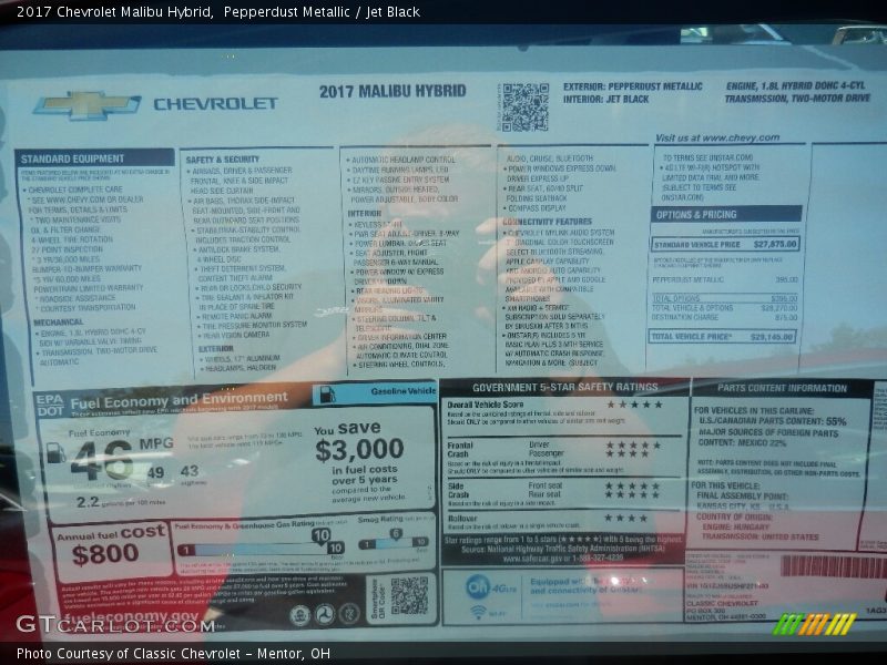 Pepperdust Metallic / Jet Black 2017 Chevrolet Malibu Hybrid