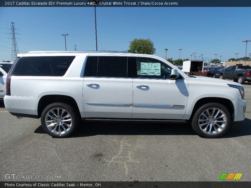 Crystal White Tricoat / Shale/Cocoa Accents 2017 Cadillac Escalade ESV Premium Luxury 4WD