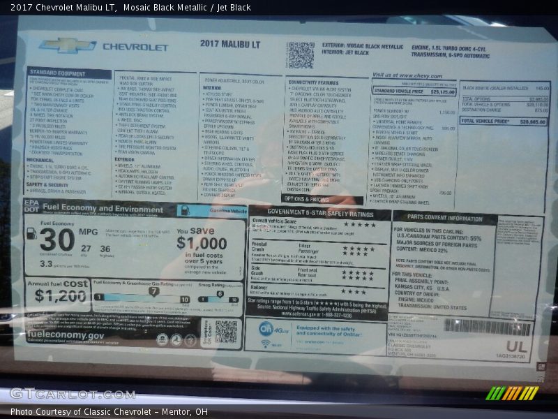 Mosaic Black Metallic / Jet Black 2017 Chevrolet Malibu LT