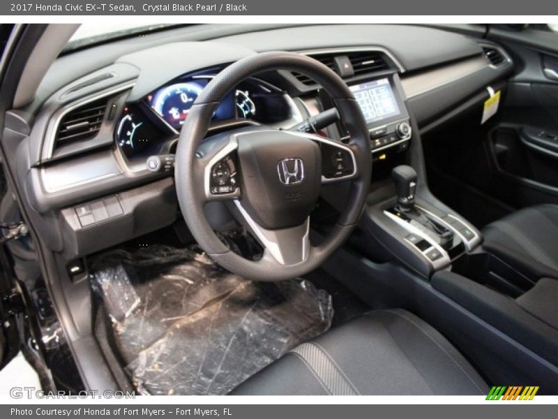 Crystal Black Pearl / Black 2017 Honda Civic EX-T Sedan