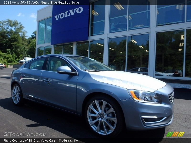 Mussel Blue Metallic / Beige 2018 Volvo S60 T5 AWD