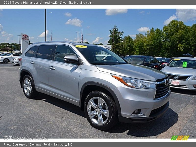 Silver Sky Metallic / Ash 2015 Toyota Highlander Limited AWD