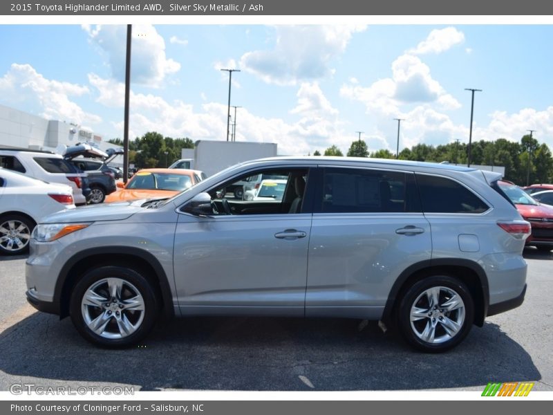 Silver Sky Metallic / Ash 2015 Toyota Highlander Limited AWD