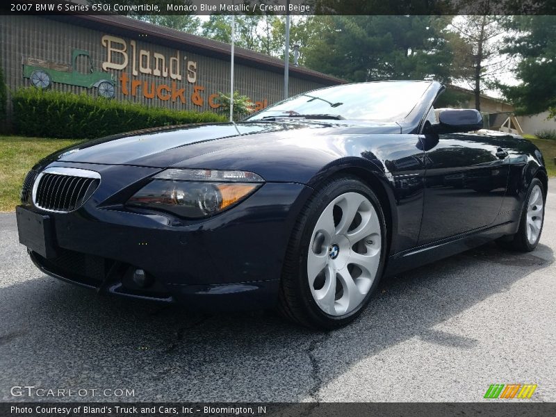 Monaco Blue Metallic / Cream Beige 2007 BMW 6 Series 650i Convertible