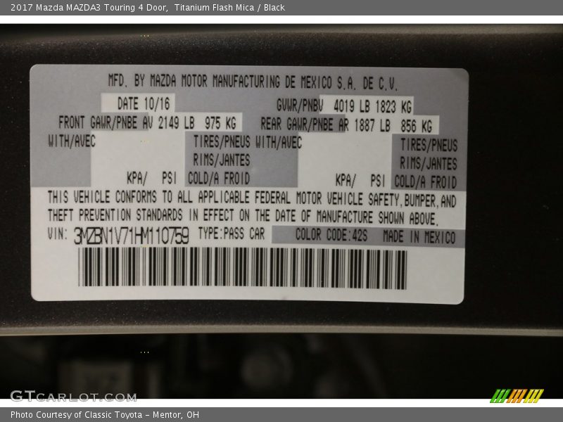 Titanium Flash Mica / Black 2017 Mazda MAZDA3 Touring 4 Door