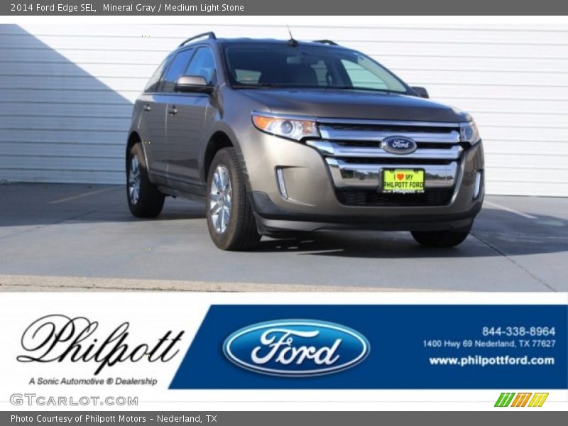 Mineral Gray / Medium Light Stone 2014 Ford Edge SEL