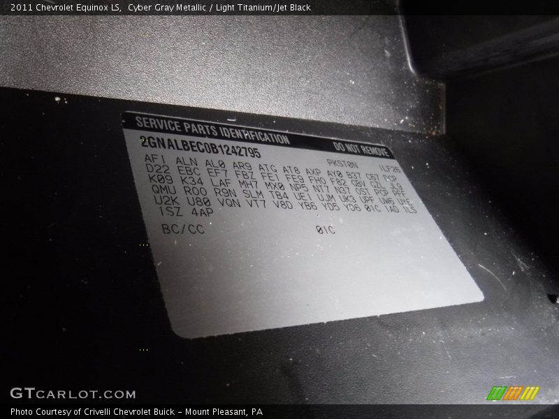 Cyber Gray Metallic / Light Titanium/Jet Black 2011 Chevrolet Equinox LS