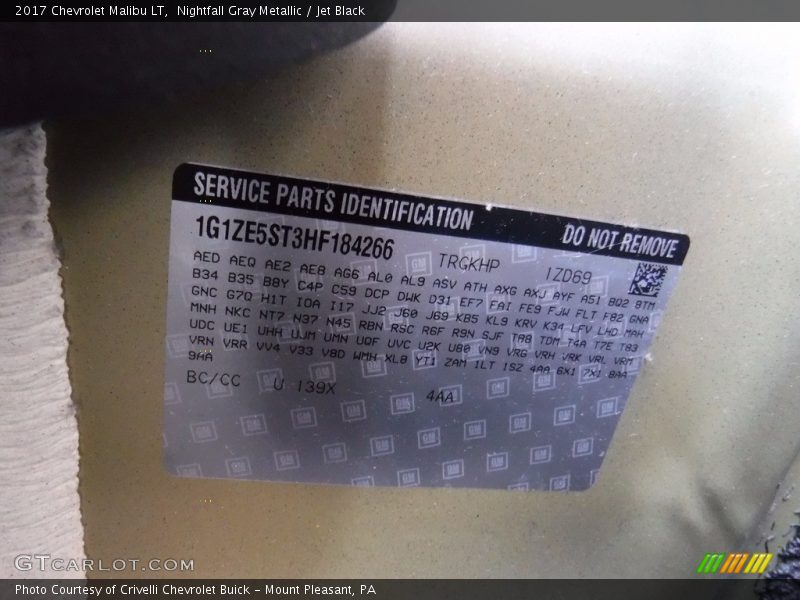 Nightfall Gray Metallic / Jet Black 2017 Chevrolet Malibu LT