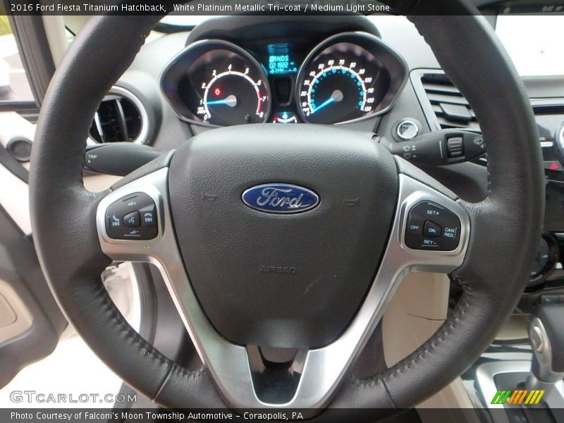 White Platinum Metallic Tri-coat / Medium Light Stone 2016 Ford Fiesta Titanium Hatchback