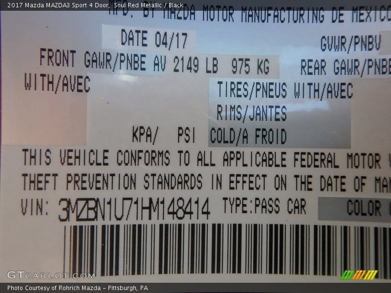 Soul Red Metallic / Black 2017 Mazda MAZDA3 Sport 4 Door