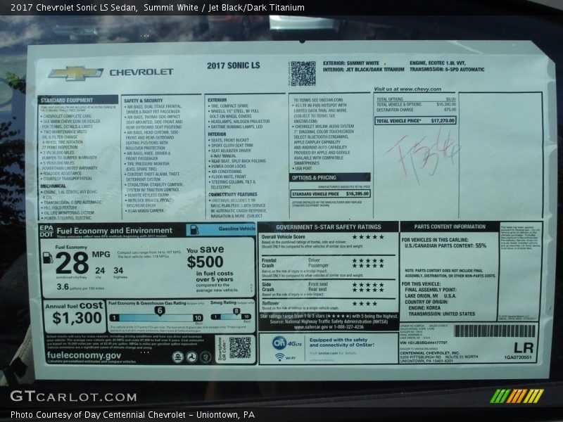 Summit White / Jet Black/Dark Titanium 2017 Chevrolet Sonic LS Sedan