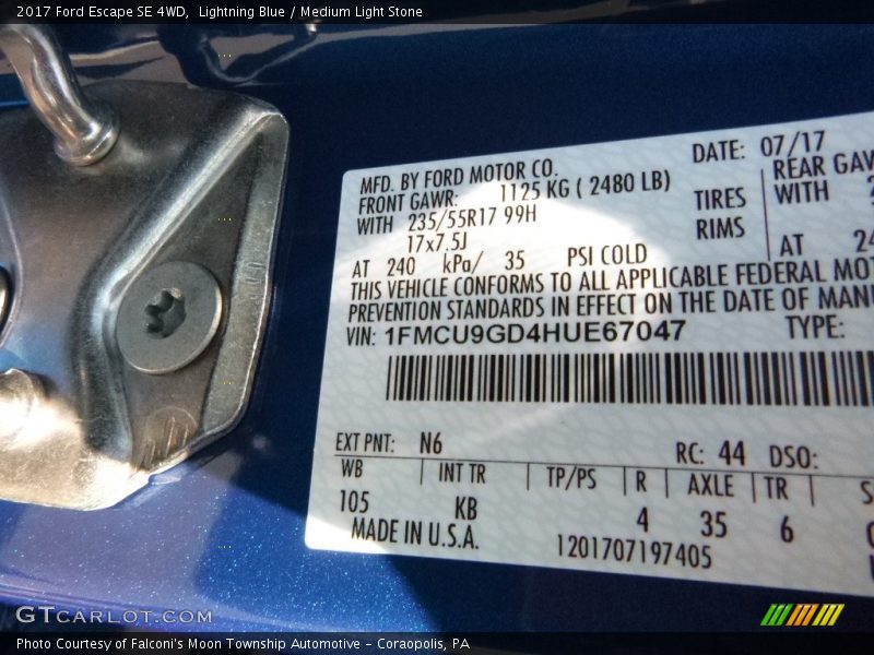 Lightning Blue / Medium Light Stone 2017 Ford Escape SE 4WD