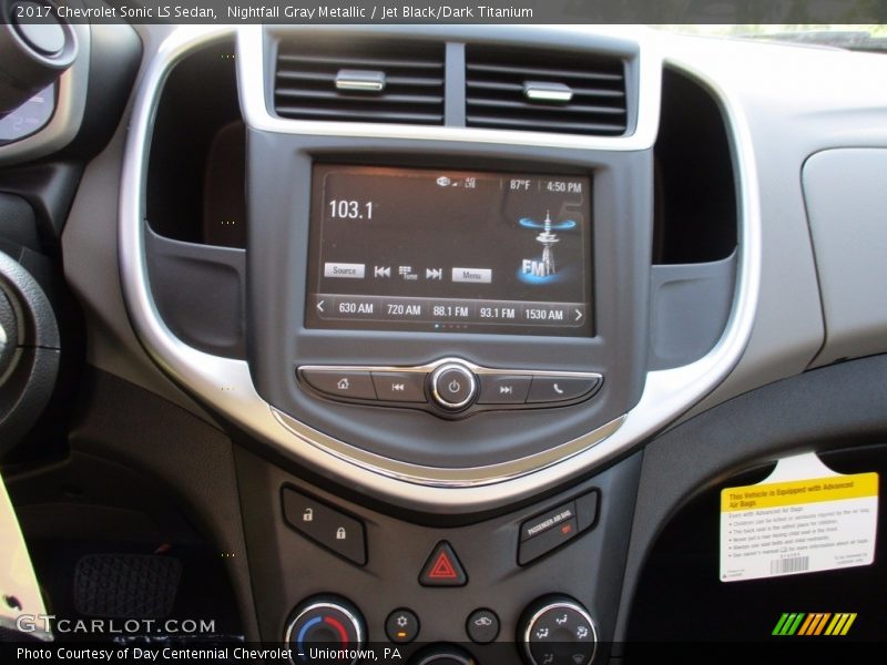 Nightfall Gray Metallic / Jet Black/Dark Titanium 2017 Chevrolet Sonic LS Sedan