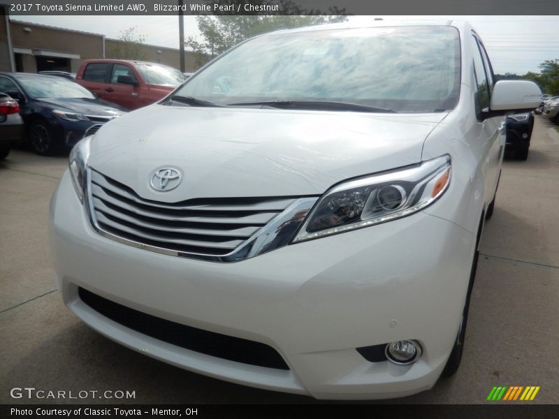 Blizzard White Pearl / Chestnut 2017 Toyota Sienna Limited AWD