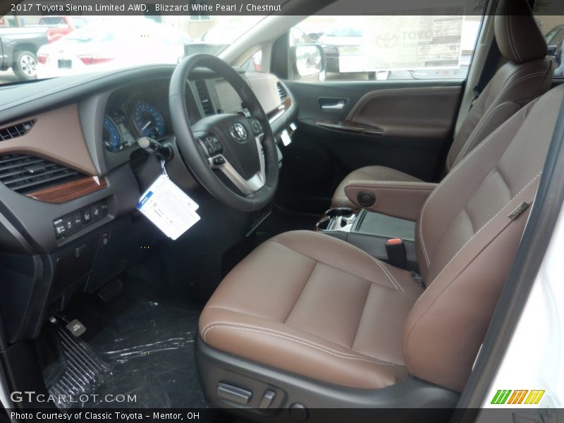 Blizzard White Pearl / Chestnut 2017 Toyota Sienna Limited AWD
