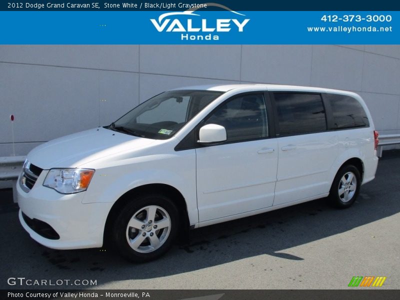 Stone White / Black/Light Graystone 2012 Dodge Grand Caravan SE
