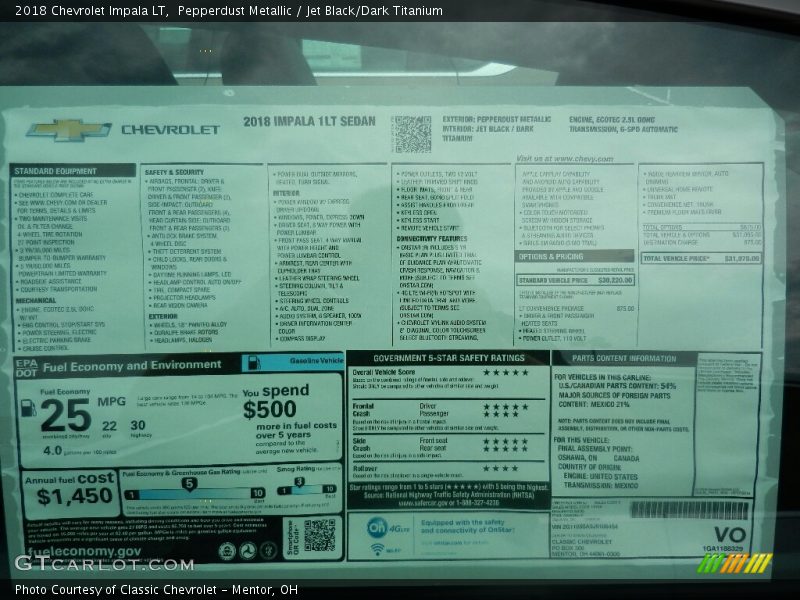 Pepperdust Metallic / Jet Black/Dark Titanium 2018 Chevrolet Impala LT