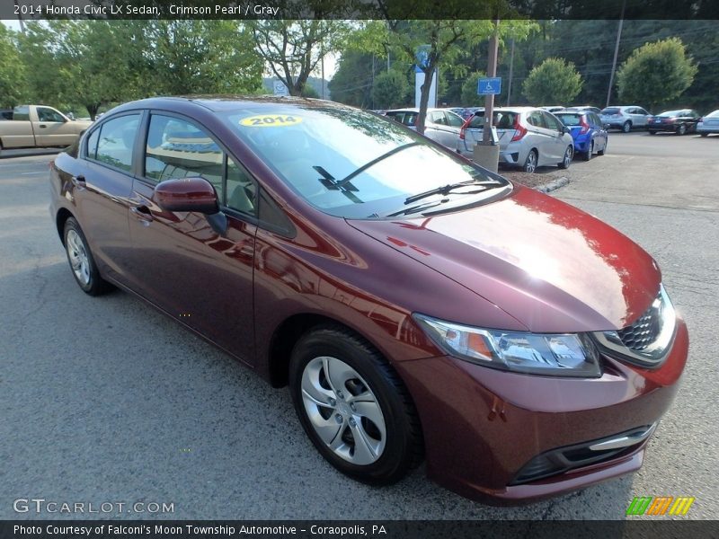 Crimson Pearl / Gray 2014 Honda Civic LX Sedan