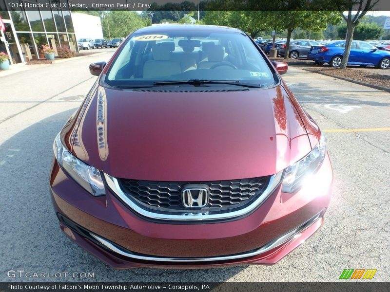 Crimson Pearl / Gray 2014 Honda Civic LX Sedan