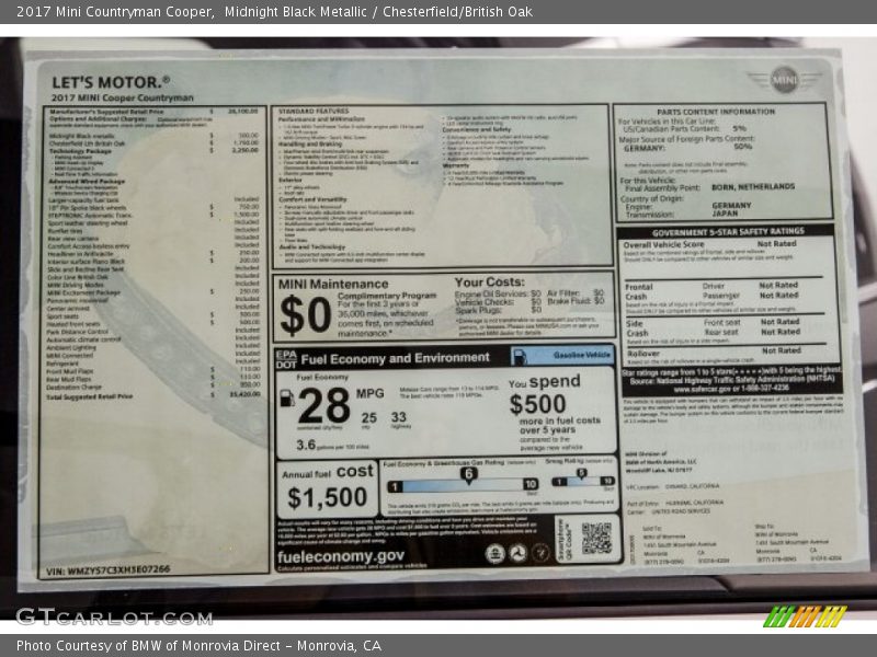 Midnight Black Metallic / Chesterfield/British Oak 2017 Mini Countryman Cooper