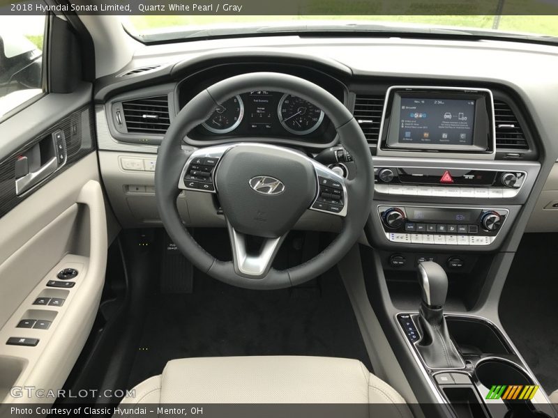 Quartz White Pearl / Gray 2018 Hyundai Sonata Limited