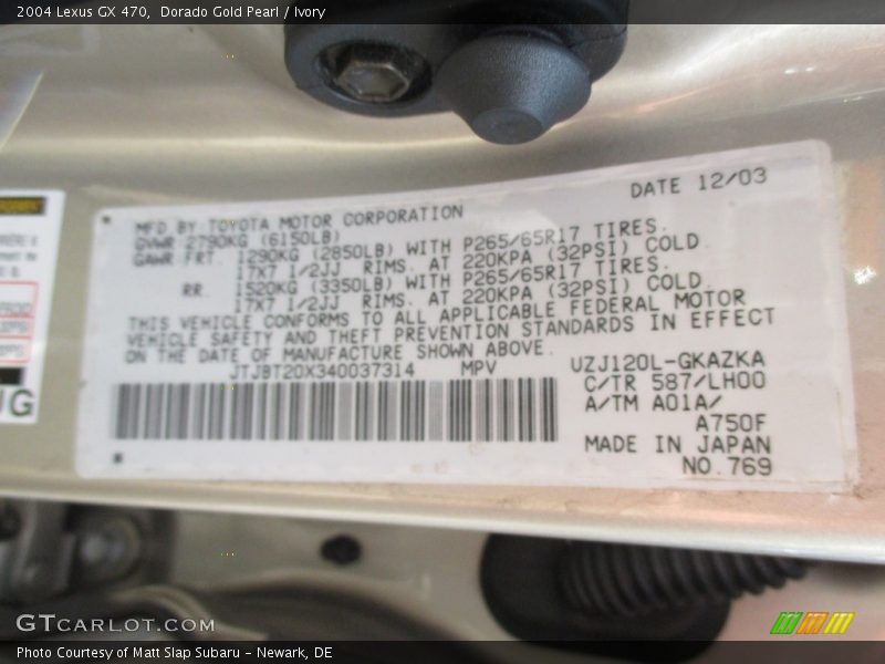 Dorado Gold Pearl / Ivory 2004 Lexus GX 470