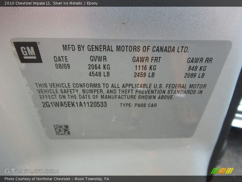Silver Ice Metallic / Ebony 2010 Chevrolet Impala LS
