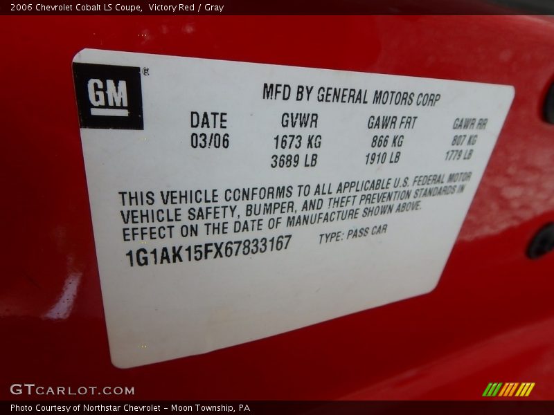 Victory Red / Gray 2006 Chevrolet Cobalt LS Coupe