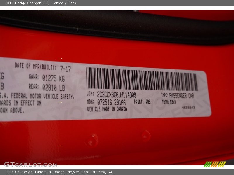 Torred / Black 2018 Dodge Charger SXT