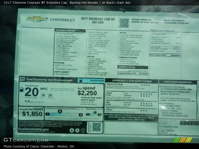  2017 Colorado WT Extended Cab Window Sticker