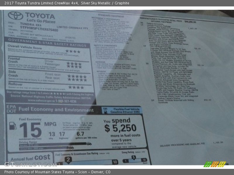 Silver Sky Metallic / Graphite 2017 Toyota Tundra Limited CrewMax 4x4