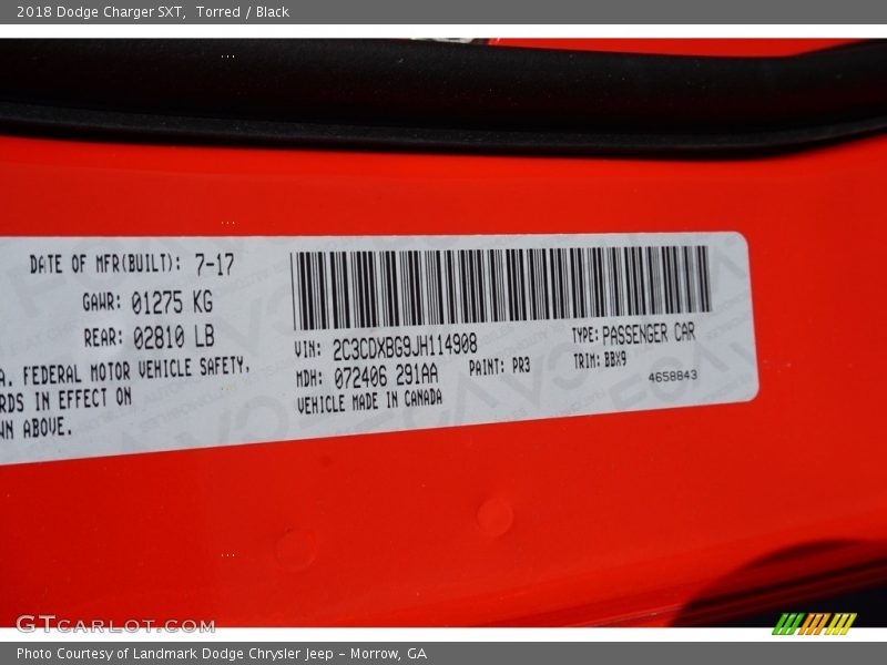 Torred / Black 2018 Dodge Charger SXT