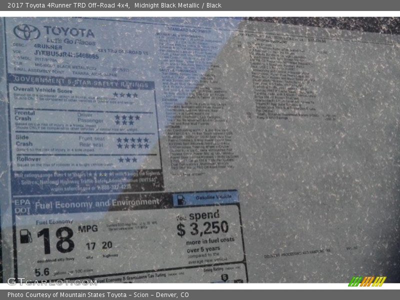 Midnight Black Metallic / Black 2017 Toyota 4Runner TRD Off-Road 4x4